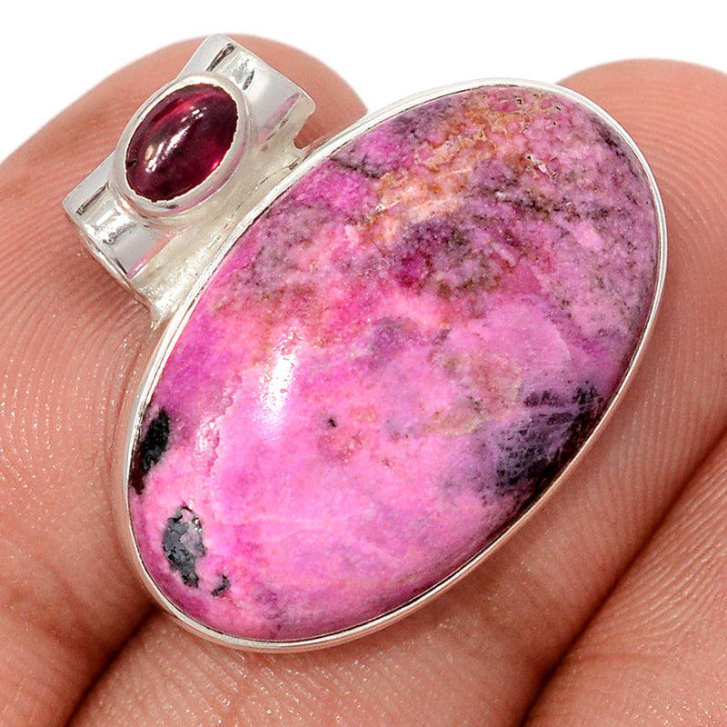0.8" Cobalt Cabochon & Garnet Cabochon Pendants - CLCP115