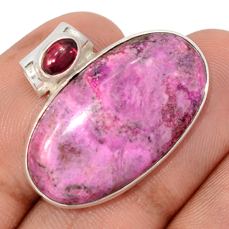0.8" Cobalt Cabochon & Garnet Cabochon Pendants - CLCP55