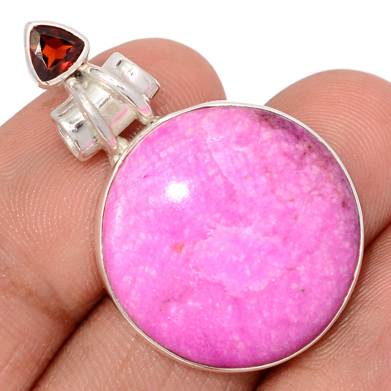 1.5" Cobalt Cabochon & Garnet Faceted Pendants - CLCP56