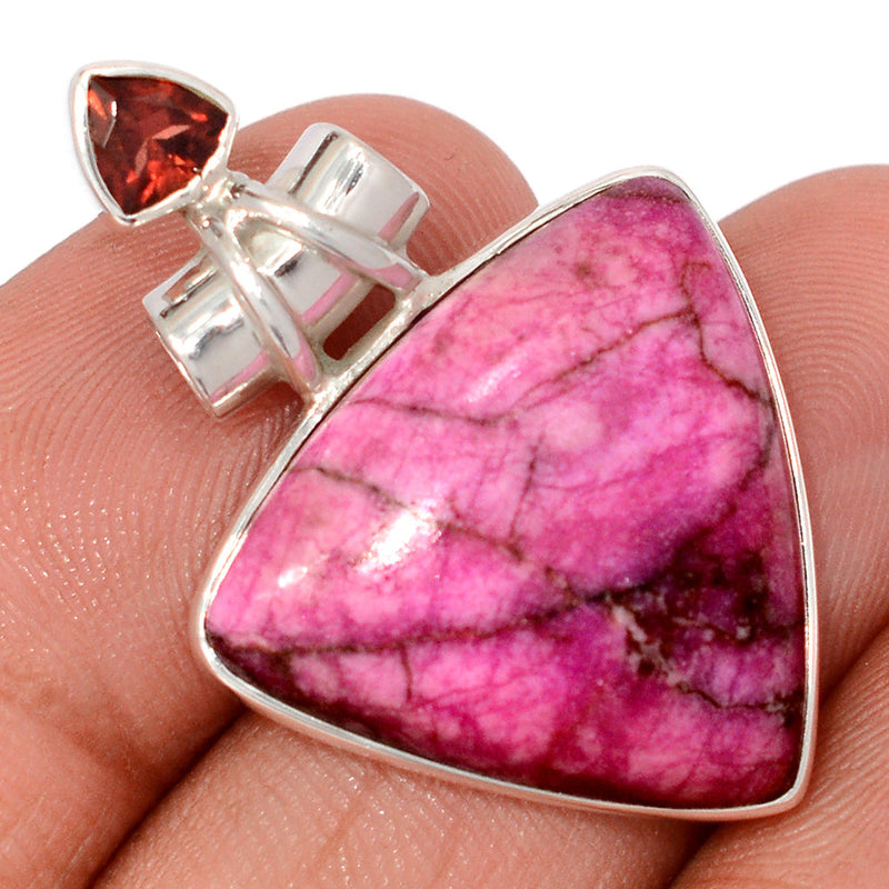 1.5" Cobalt Cabochon & Garnet Faceted Pendants - CLCP76