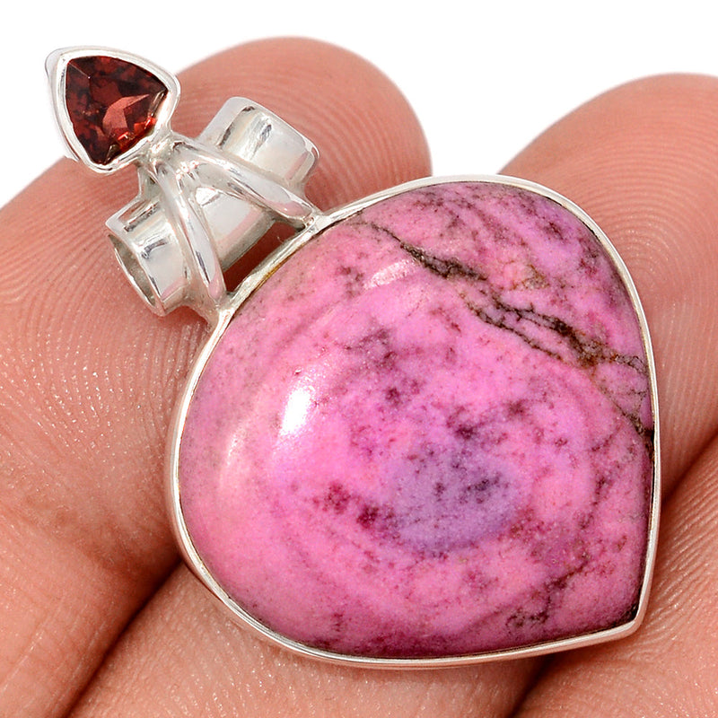 1.5" Cobalt Cabochon & Garnet Faceted Pendants - CLCP78