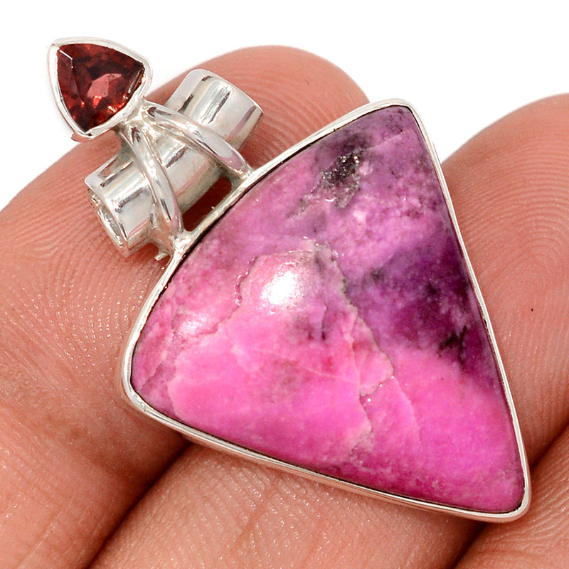 1.5" Cobalt Cabochon & Garnet Faceted Pendants - CLCP79
