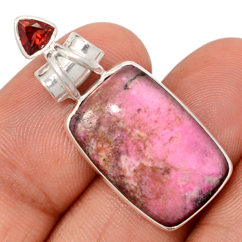 1.5" Cobalt Cabochon & Garnet Faceted Pendants - CLCP94