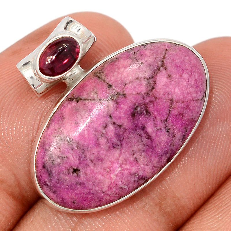 0.8" Cobalt Cabochon & Garnet Cabochon Pendants - CLCP96