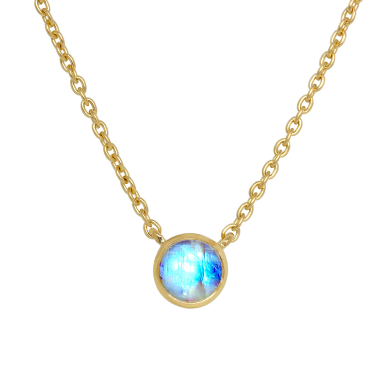 6*6 MM Round - 18k Gold Vermeil - Rainbow Moonstone Necklace - ND-N202RM Catalogue