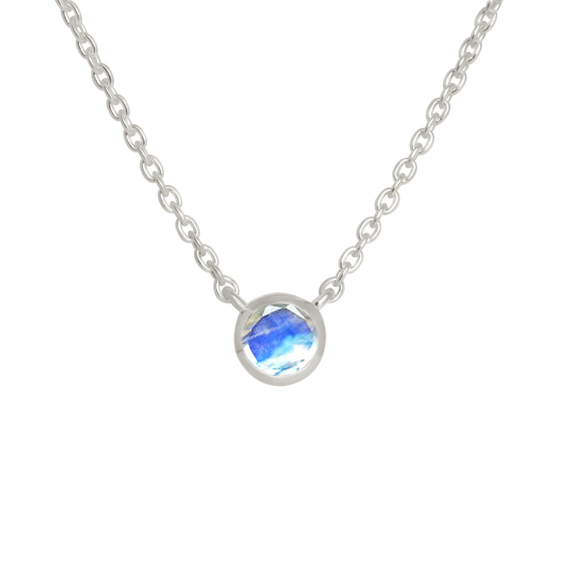 5*5 MM Round - Rainbow Moonstone Faceted Necklace - ND-N205RMF Catalogue
