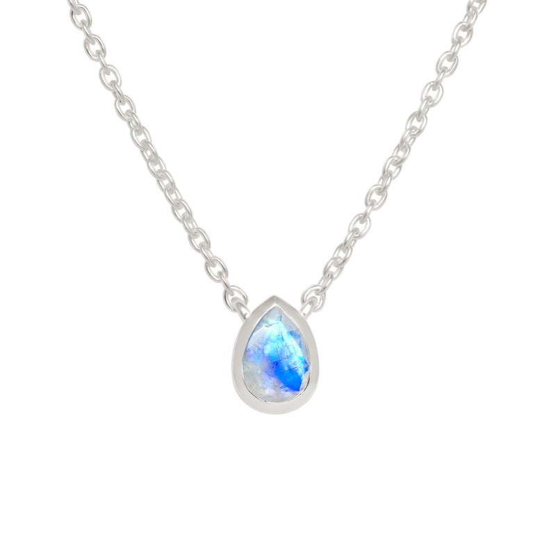 5*7 MM Pear - Rainbow Moonstone Faceted Necklace - ND-N206RMF Catalogue