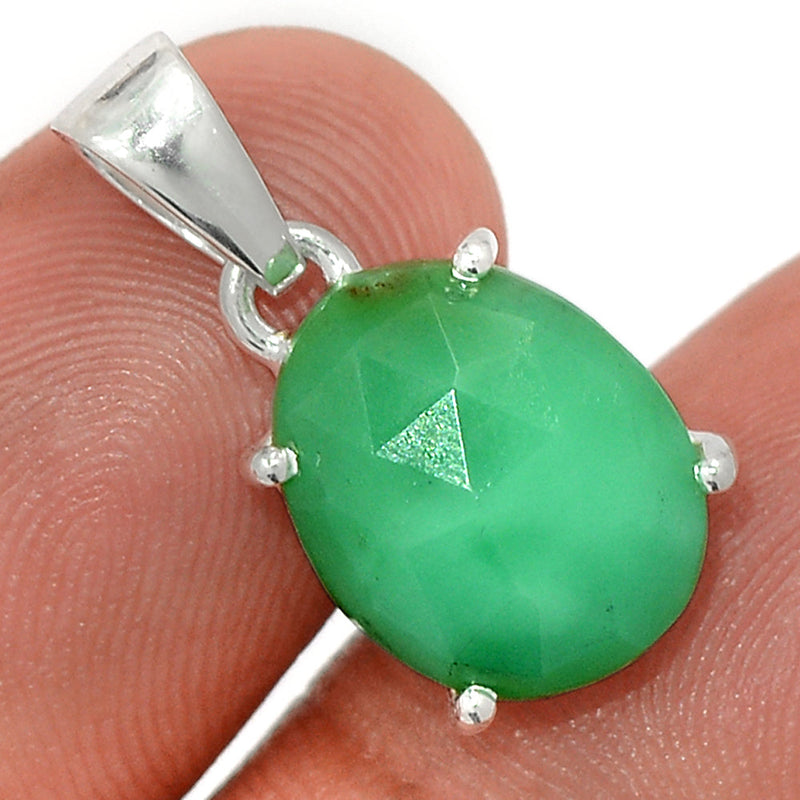 0.8" Claw - Chrysoprase Faceted Pendants - CPFP195