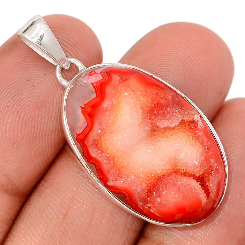 1.5" Celestial Red Aura Druzy Pendants - CRDP143