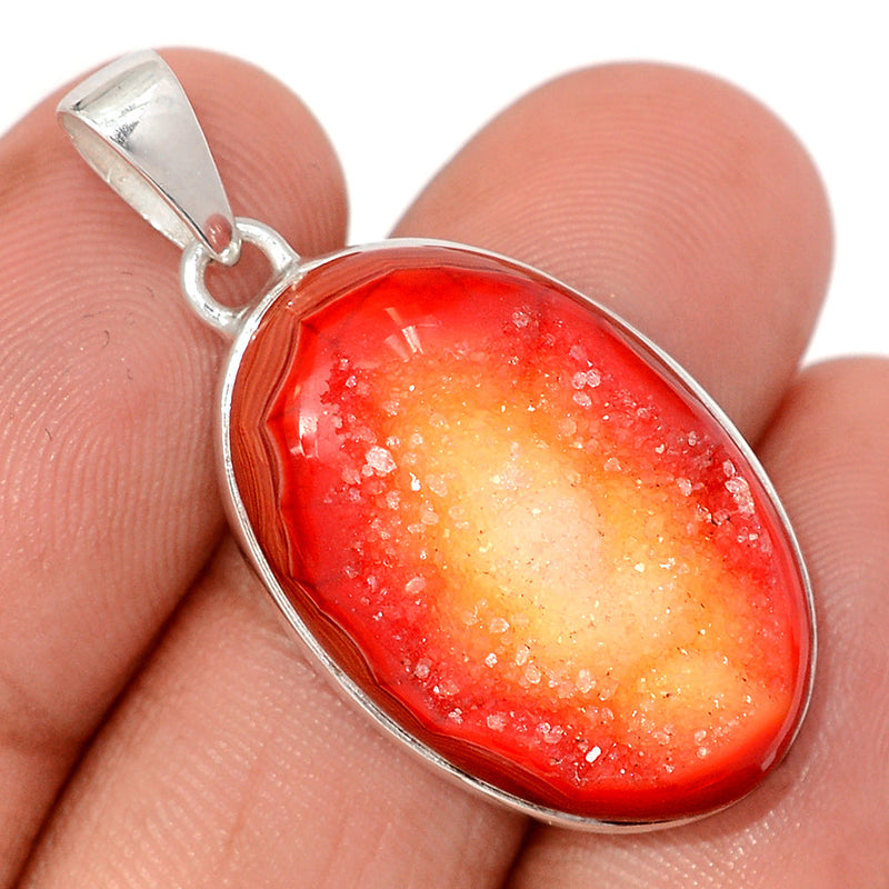 1.5" Celestial Red Aura Druzy Pendants - CRDP144