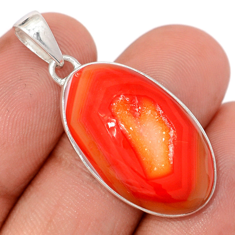 1.5" Celestial Red Aura Druzy Pendants - CRDP145
