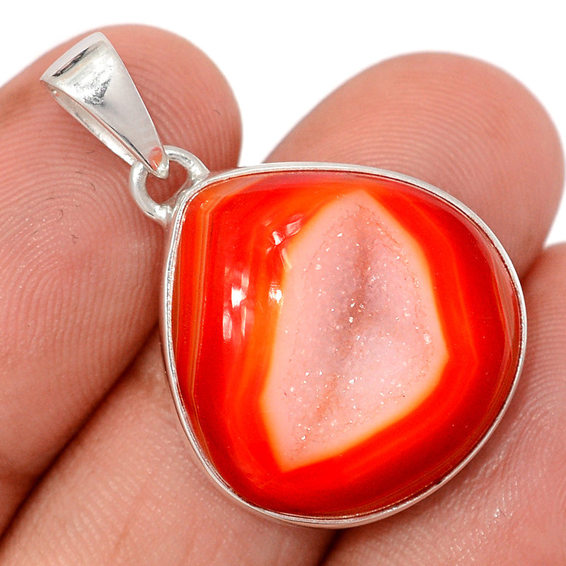 1.3" Celestial Red Aura Druzy Pendants - CRDP146