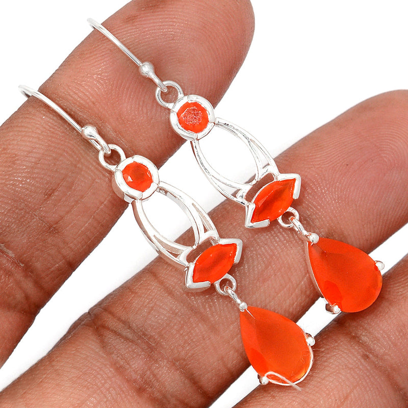 2.1" Claw - Carnelian Faceted Earrings - CRFE389