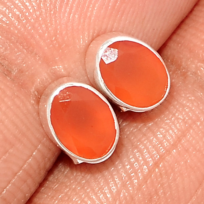 Carnelian Faceted Studs - CRFS275
