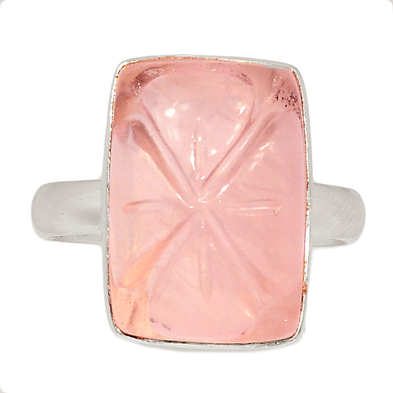Carving Rose Quartz Ring - CRQR7