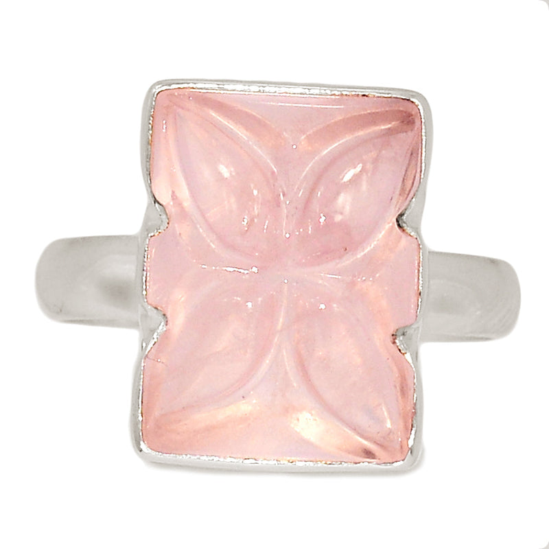 Carving Rose Quartz Ring - CRQR8