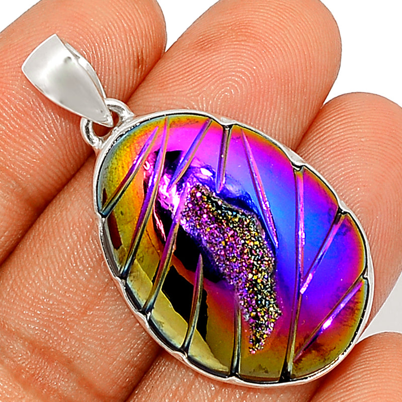 1.6" Carved Window Druzy Pendants - CWDP332