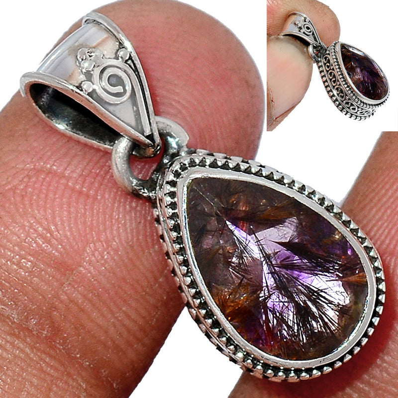 1" Fine Filigree - Cacoxenite Faceted Pendants - CXFP349