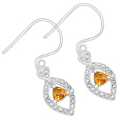 4*4 MM Trillion - Citrine With CZ Earrings - CZE01C