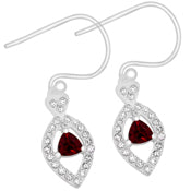 4*4 MM Trillion - Garnet Faceted With CZ Earrings - CZE01G