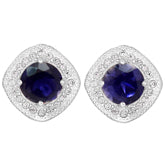 6*6 MM Round - Iolite With CZ Earrings - CZE02I