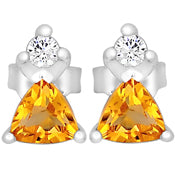 5*5 MM Trillion - Citrine With CZ Earrings - CZE05C