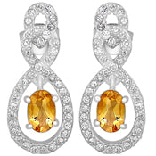 6*4 MM Oval - Citrine With CZ Earrings - CZE07C