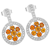 3*3 MM Round - Citrine With CZ Earrings - CZE09C