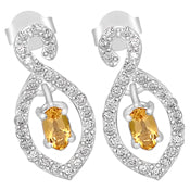 6*4 MM Oval - Citrine With CZ Earrings - CZE10C