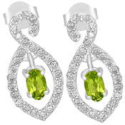 6*4 MM Oval - Peridot With CZ Earrings - CZE10P