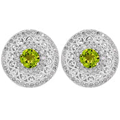 5*5 MM Round - Peridot With CZ Earrings - CZE11P