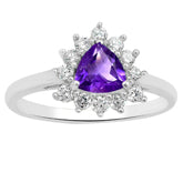 6*6 MM Trillion - Amethyst Faceted With CZ Ring - CZR04A