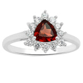 6*6 MM Trillion - Garnet Faceted With CZ Ring - CZR04G