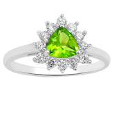 6*6 MM Trillion - Peridot With CZ Ring - CZR04P
