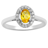 6*4 MM Oval - Citrine With CZ Ring - CZR08C