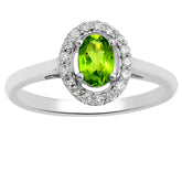 6*4 MM Oval - Peridot With CZ Ring - CZR08P