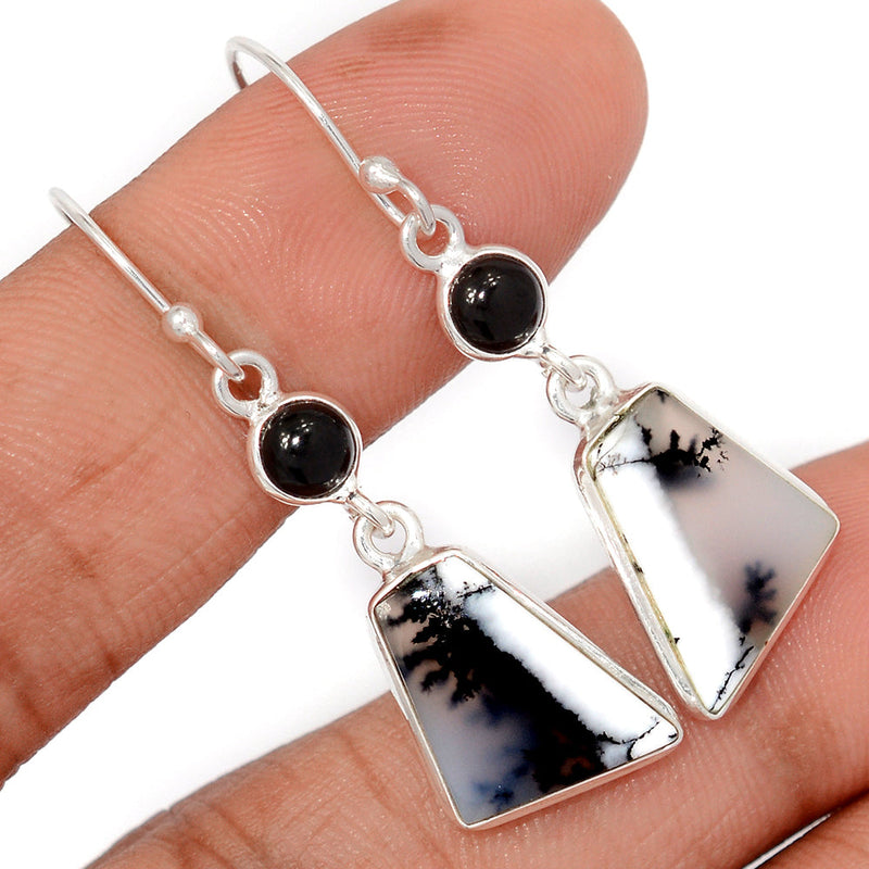 1.8" Dendrite Opal & Black Onyx Earrings - DROE2017