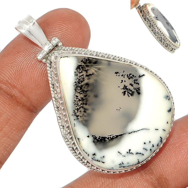 1.8" Fine Filigree - Dendrite Opal Pendants - DROP2827