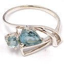 5*8 MM Pear, 4*4 MM Round - Blue Topaz Ring - R5176BT