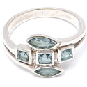 6*3 MM Marquise & 4*4 MM Square - Blue Topaz Ring - R5179BT