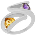 7*7, 5*5 MM Trillion - Citrine With Amethyst Faceted Ring - R5118CWA