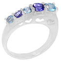 3, 4 MM Round - Blue Topaz With Iolite Ring - R5208BTWI