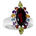 2*2 MM Round & 7*14 MM Marquise - Garnet Faceted With Multi Ring - R5292GWM