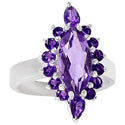 2*2 MM Round & 7*14 MM Marquise - Amethyst Faceted Ring - R5292A