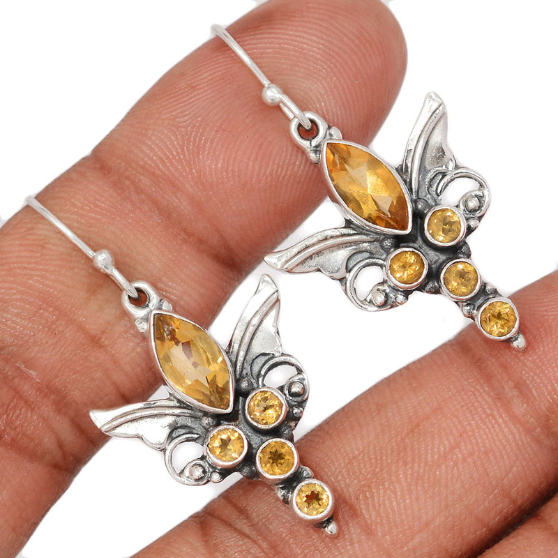 1.6" Scared Angel Wings - Citrine Earrings - DSNE113