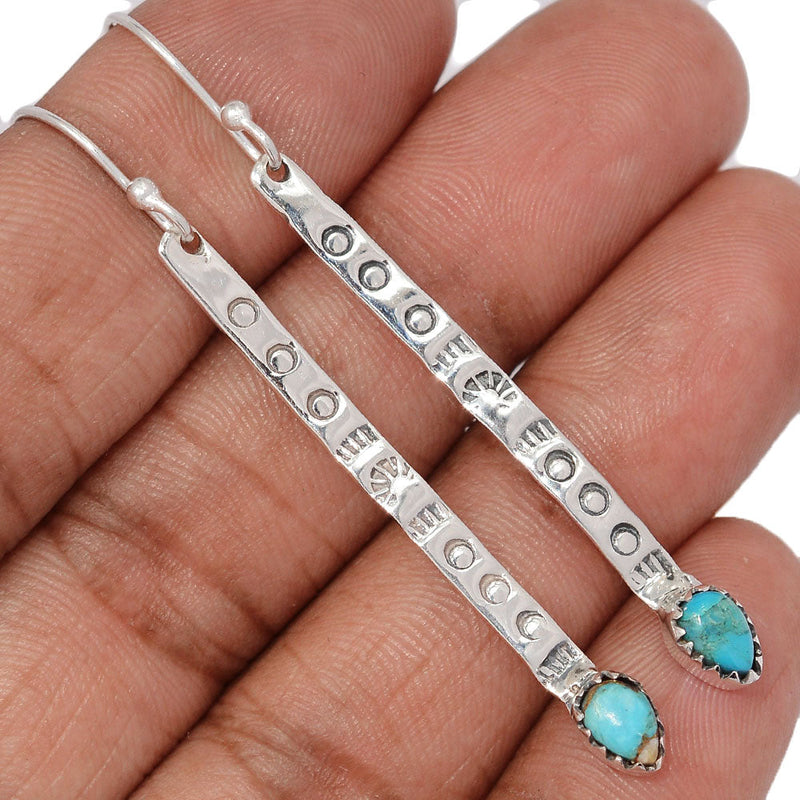 2.3" Southwest American - Blue Mohave Turquoise Earrings - DSNE134