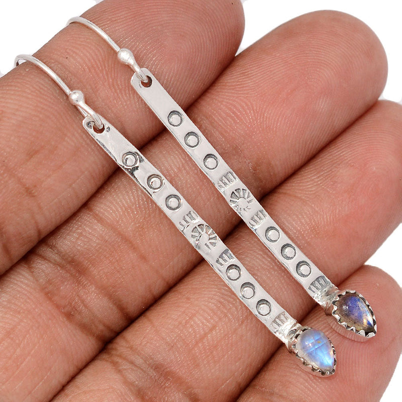 2.3" Southwest American - Rainbow Moonstone Earrings - DSNE137