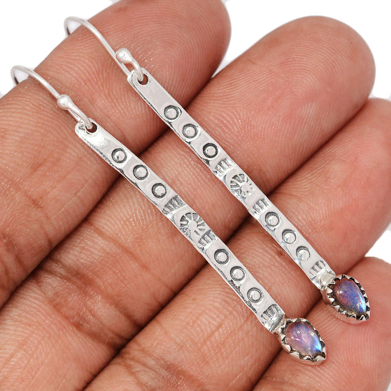 2.3" Southwest American - Blue Fire Labradorite Earrings - DSNE139