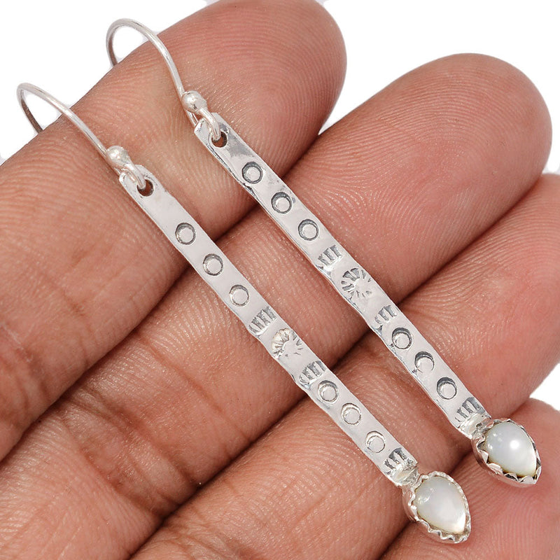 2.3" Southwest American - White Moonstone Earrings - DSNE147