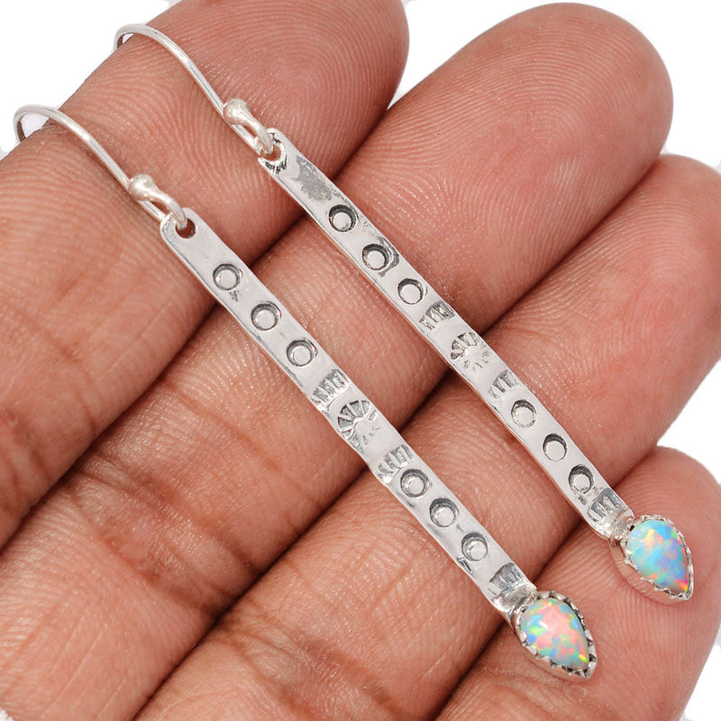 2.3" Southwest American - Lab Grown Fire Opal Earrings - DSNE155